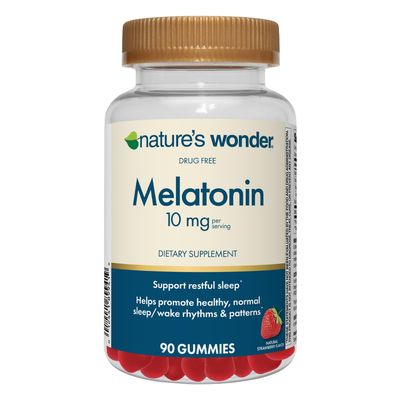 Nature&#39;s Wonder Drug-Free Melatonin 10 mg Gummies for Adult Sleep Health, 100 Drug Free Sleep aid, Promote Healthy Sleep and Wake Rhythm and Patterns, 45 Day Supply, 90 Count