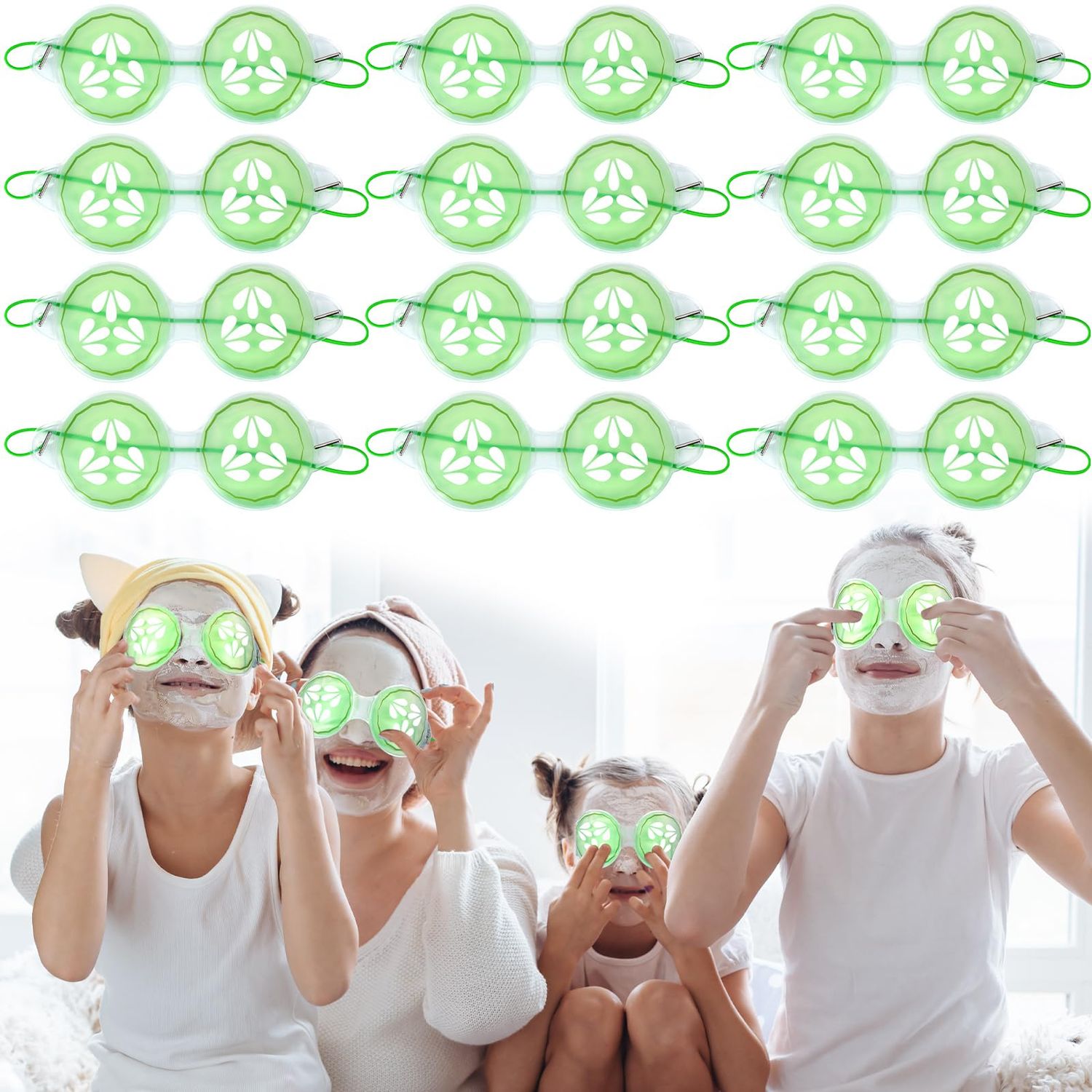 Skicuff 12 Pcs Cucumber Eye Pads Gel Eye Masks Cooling Heating Eye Pads Spa Party Favors Sleepover Slumber Party Supplies