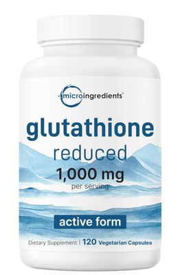 Micro Ingredients Glutathione 1,000mg, 120 Veggie Capsules Extra Strength Reduced Glutathione Active Antioxidant Form Liver Health Immune Support Supplement Non-GMO, Gluten Free, Vegan