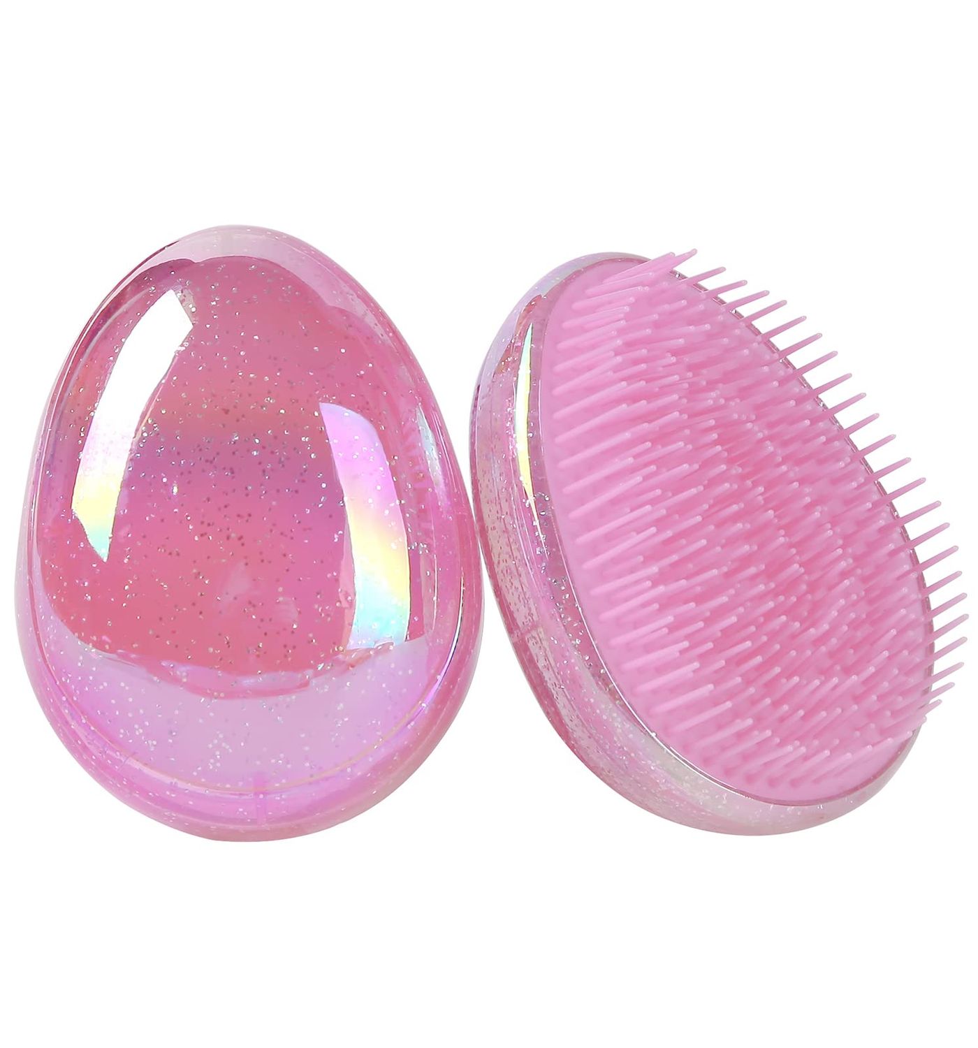 Hair Brush, Detangling Brush Portable Travel, Glitter Egg Shape Anti Static Knots, Air Cushion Massage Detangler Brush for Adults Kids Curly Long Thick Dry Wet Frizzy Damaged Hair