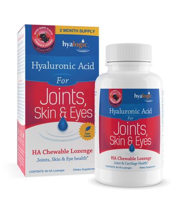 Hyalogic Hyaluronic Acid Chewable Lozenge - Chewable Tablets for Skin Care Eyes - Vegan, Sugar-Free and Berry Favored Hyaluronic Acid Supplements (60 Count)