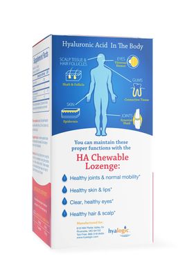Hyalogic Hyaluronic Acid Chewable Lozenge - Chewable Tablets for Skin Care Eyes - Vegan, Sugar-Free and Berry Favored Hyaluronic Acid Supplements (60 Count)
