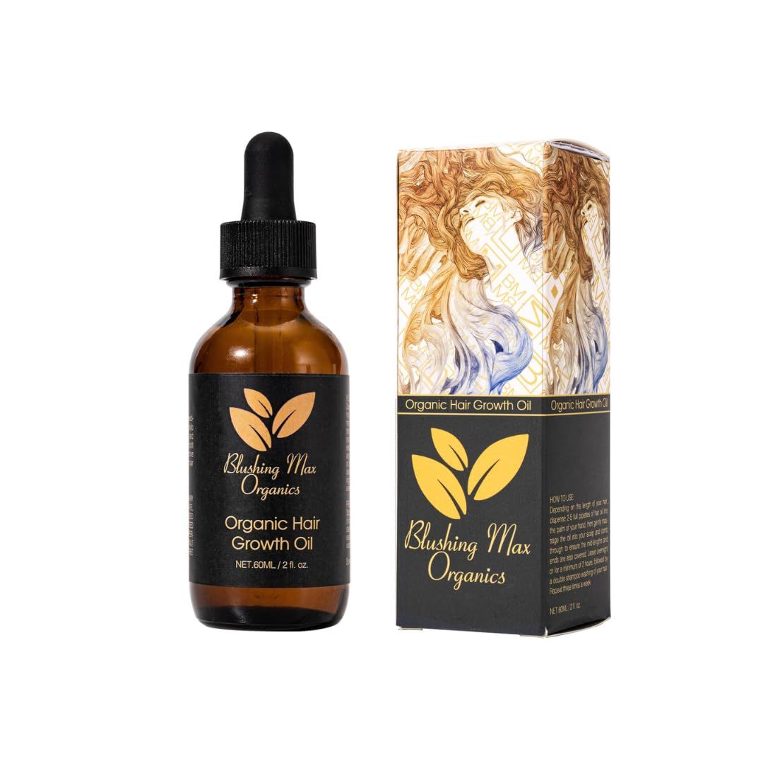 Blushing Max Organic Rosemary Mint Hair Growth Strengthening Serum - Peppermint, Castor, Coconut, Ginger Oils, Biotin, Scalp Treatment for Moisturizing and Hair Growth