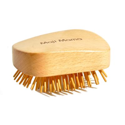Maji Mama Handmade Natural Wooden Hair Brush Hairbrush with Bamboo Pins Massage Scalp Detangling All Hair Types For Hair Growth,Scalp Massager Mini Brush No Handle Design