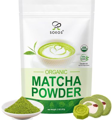 Soeos Organic Matcha Powder, Matcha Green Tea Powder, 2 oz (57g), Culinary Grade, Antioxidant-Rich Japanese Matcha for Lattes, Smoothies and Baking, Recyclable Bags