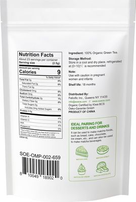 Soeos Organic Matcha Powder, Matcha Green Tea Powder, 2 oz (57g), Culinary Grade, Antioxidant-Rich Japanese Matcha for Lattes, Smoothies and Baking, Recyclable Bags