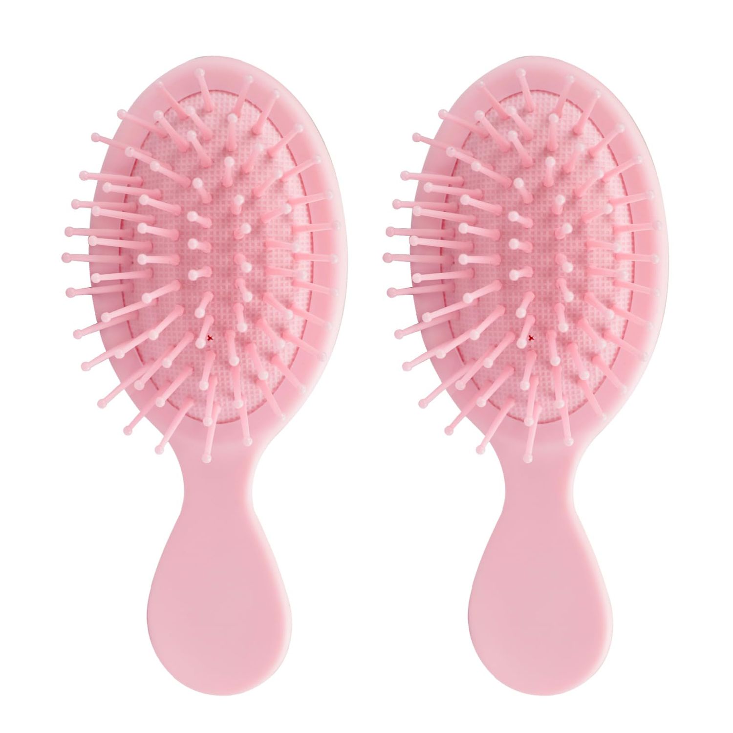2PCS Mini Detangling Hair Brush for Wet and Dry Hair, Travel-Sized Pink Hairbrush for Men, Women, and Kids - Compact Lightweight