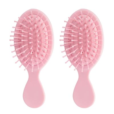 2PCS Mini Detangling Hair Brush for Wet and Dry Hair, Travel-Sized Pink Hairbrush for Men, Women, and Kids - Compact Lightweight