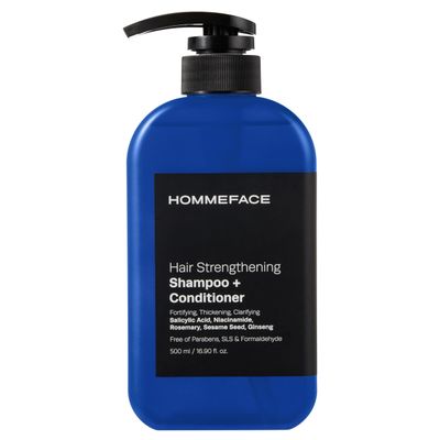 HOMMEFACE 2-in-1 Hair Strengthening Shampoo Conditioner for Men, 16.9 Fl. Oz. - Hair Thickening, Scalp Exfoliating, Volumizing for Reduced Shedding, Density Shine