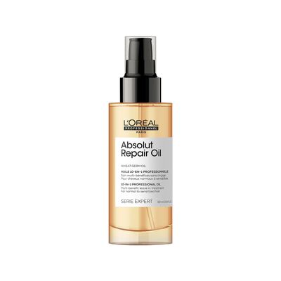 L&#39;Oral Professionnel Paris Absolut Repair 10-in-1 Oil - Multi-Benefit Oil For Dry Damaged Hair, Repairs Hair and Provides Shine With Quinoa and Proteins