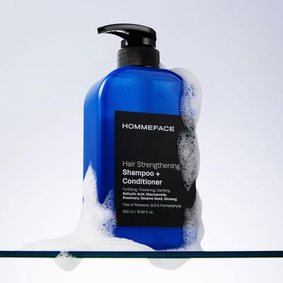 HOMMEFACE 2-in-1 Hair Strengthening Shampoo Conditioner for Men, 16.9 Fl. Oz. - Hair Thickening, Scalp Exfoliating, Volumizing for Reduced Shedding, Density Shine