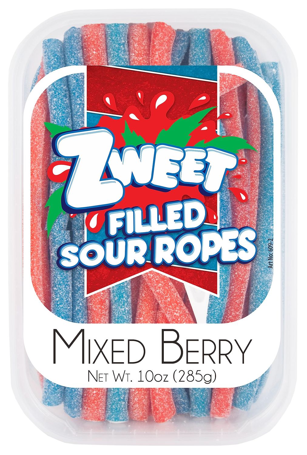 Zweet Sour Berry Ropes Candy Ropes 10 Ounce - Sour Kosher Candy, Halal Candy - Resealable Pack of Sour Licorice Ropes, Red and Blue Candy