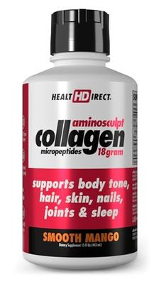 Health Direct AminoSculpt Sugar-Free Collagen Supplement - High Potency Medical-Grade Protein for Hair, Skin, Nails Joints, Grass-Fed, Non-GMO, Liquid Collagen - Smooth Mango - 15 Fl Oz