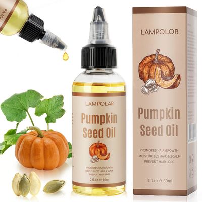 Lampolar Pumpkin Seed Oil for Hair Growth - 100 Pure, Cold Pressed, Natural Hair Growth Oil - Deeply Moisturizing Scalp, Strong Roots and Thick Hair, 2 Fl Oz