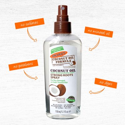 Palmer's Coconut Oil Formula Strong Roots Spray, 5.1 Fl Oz (Pack of 2) Refreshing Coconut Hair Oil for Strengthening Roots Soothing Dry Itchy Scalp