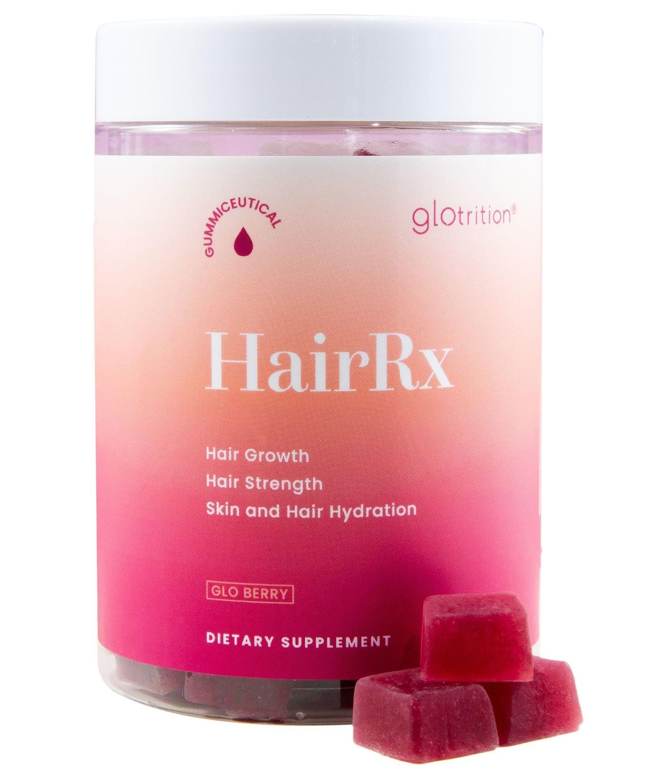 Glotrition HairRx Gummies - Hair Growth Gummy for Women - Powerful Hair chew for Women Hair Vitamins for Stronger, Thicker Hair Healthy Skin - 60 Vitamin Gummy