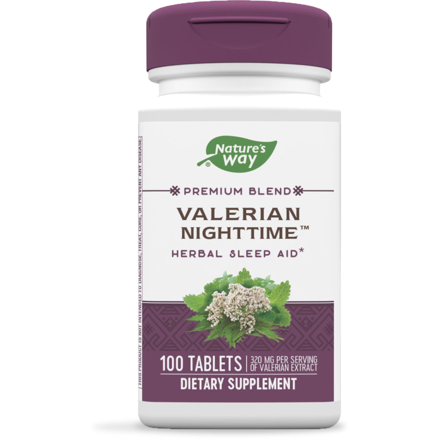 Nature&#39;s Way Valerian Nighttime, Herbal Sleep Aid, 320 mg per Serving of Valerian Extract, Gluten-Free, 100 Tablets