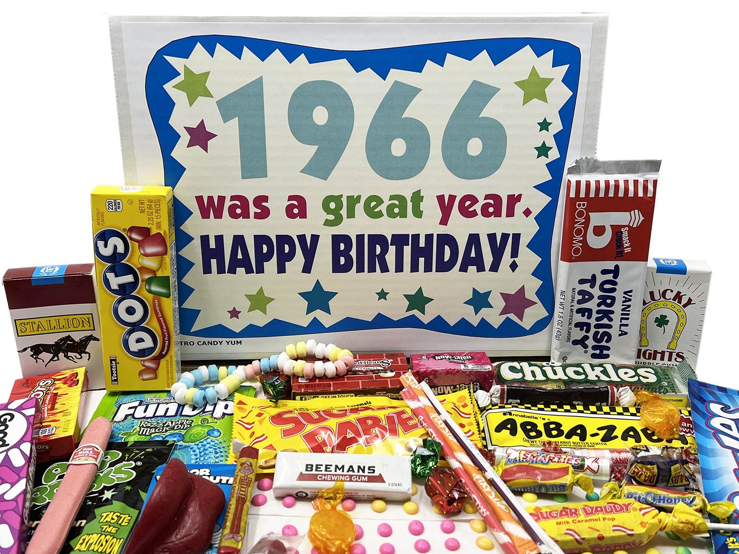 RETRO CANDY YUM 1966 59th Birthday Gift Box Nostalgic Candy Assortment from Childhood for 59 Year Old Man or Woman Born 1966