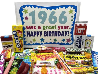 RETRO CANDY YUM 1966 59th Birthday Gift Box Nostalgic Candy Assortment from Childhood for 59 Year Old Man or Woman Born 1966