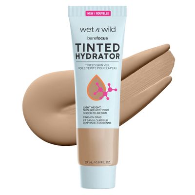 wet n wild Bare Focus Tinted Hydrator Matte Finish, Medium Tan, Oil-Free, Moisturizing Makeup Hyaluronic Acid Sheer To Medium Coverage