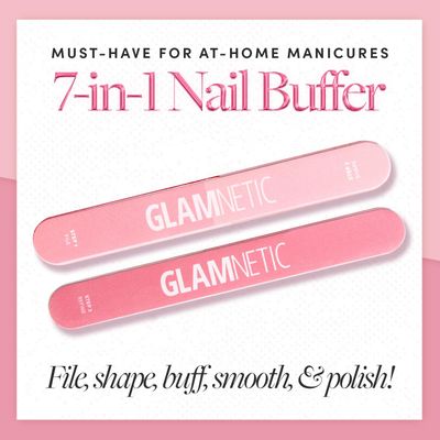 Glamnetic 7-in-1 Nail Buffer All-in-One, 7 Step Nail Buffing Block for Filing, Shaping, Smoothing Polishing Lightweight Easy to Use EVA Sandpaper Nail File Buffer