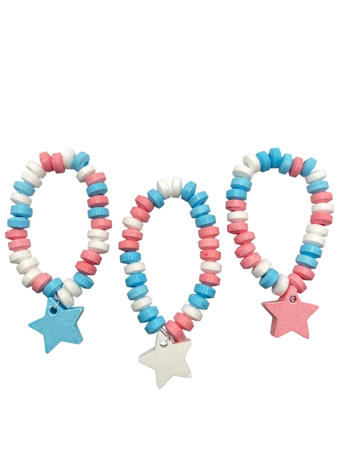 Patriotic Candy - 24 Red White and Blue Candy Bracelets Individually Wrapped - Bulk Candy - Great for Patriotic Party Favors - 4th of July - Memorial Day - Veterans Day - USA Patriotic Parade -