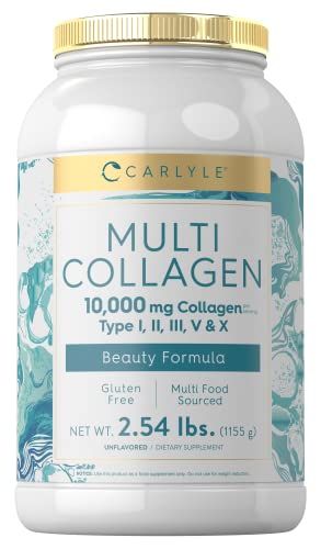 Carlyle Multi Collagen Peptides Powder 40 oz 10000 mg Type I, II, III, V X Collagen Peptides Supplement with Protein Multi Food Sourced Collagen Gluten Free