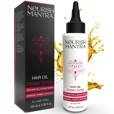 Nourish Mantra Cosmic Sutra Vitamin E Hair Oil With Argan Oil Gotu Kola Hair Growth Oil Nourishing Volumizing Promotes Hair Growth Sulphate Parabens Free 100ml For Women Men