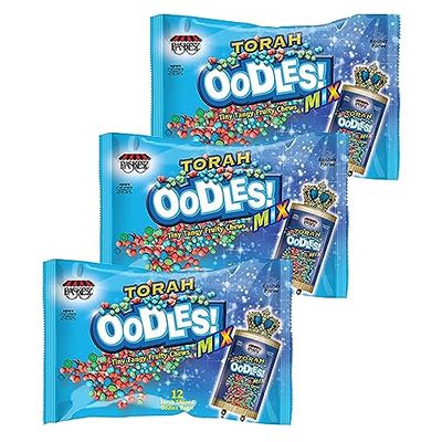 Only Kosher Candy Oodles Mix Flavored Kosher Parve Tiny Tangy Fruity Chews Candy Kosher Certified Torah Shaped 12 Pouch Bags for All Occasions (Pack of 3)