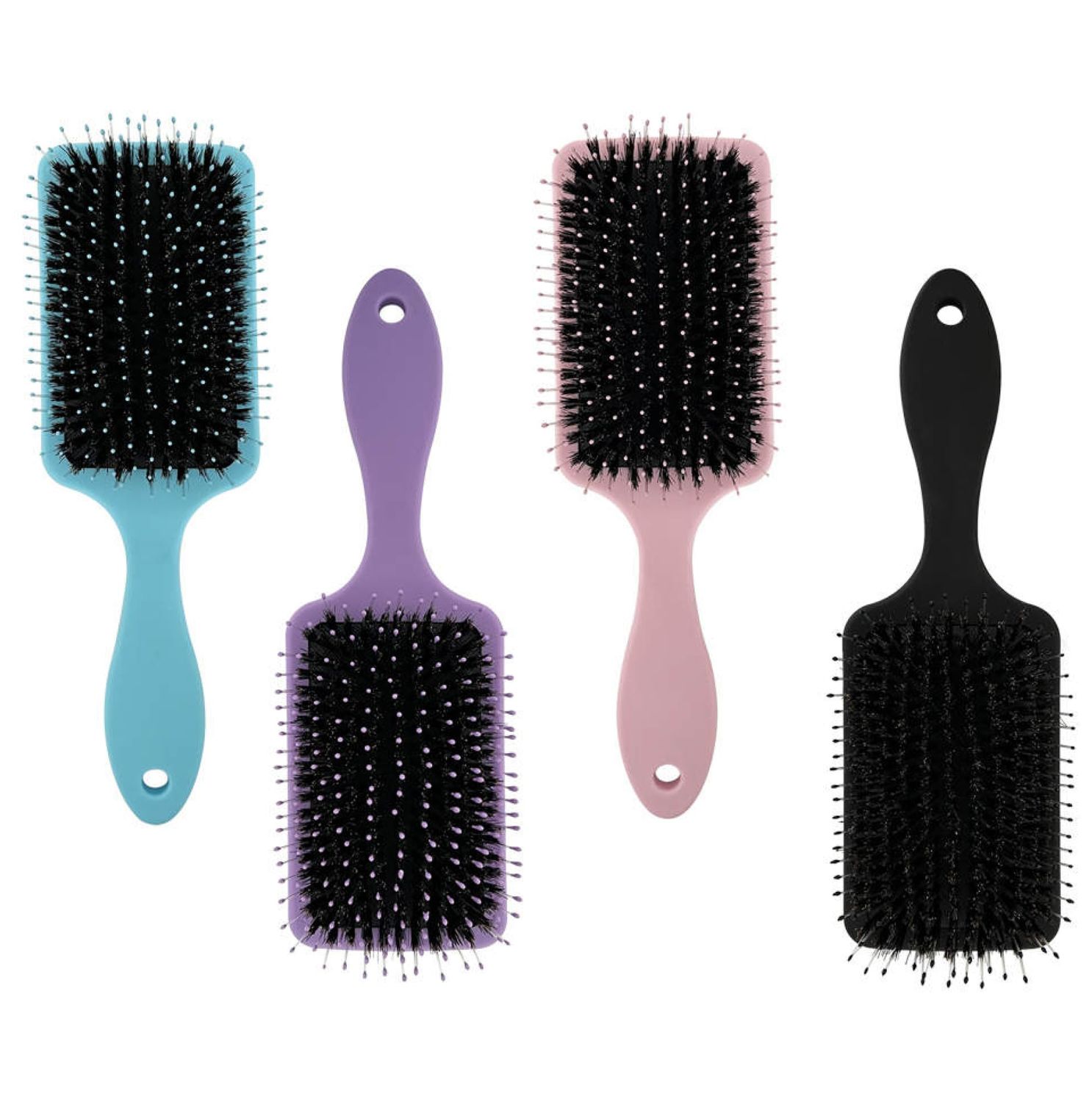 Nora Ross Boar Bristle Nylon Paddle Hair Brush for Women with Fine, Thin Thick Hair Detangling, Shine Enhancing Hair Brush (Pink)