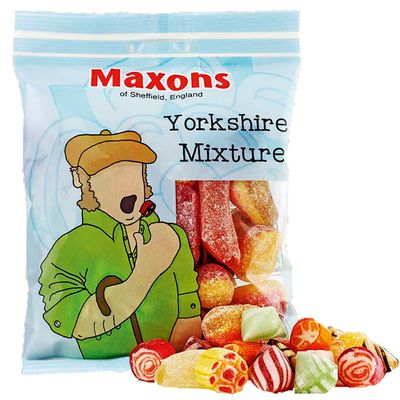 Maxons Yorkshire Mixture Toffee Fruit Mix Candies from England Classic English Sweets Assortment Real Mint Flavored Boiled Sweets British Food 8.82 Oz (250g)