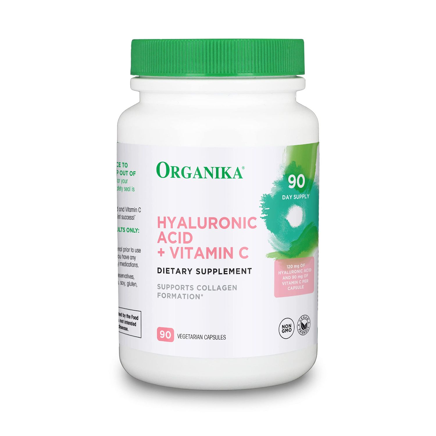 Organika Hyaluronic Acid Supplement with Vitamin C (90 Vegetable Capsules): Symbiotic Joint Wellness, Collagen, Skin Hydration Powerhouse - Enhanced Hyaluronic Acid Supplements for Mobility Beauty