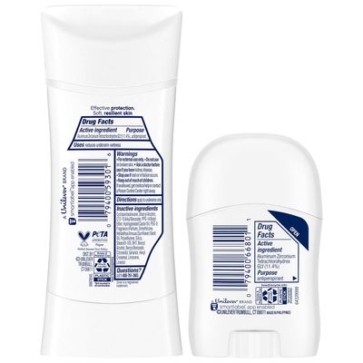 Dove Antiperspirant Deodorant for Women, Clear Finish, 2-Pack Travel-Size - No White Marks, Pro-Ceramide Technology, Vegan Cruelty-Free
