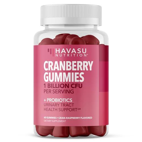 Probiotic Cranberry Gummies for Women - Urinary Tract Health and pH Balance - 1 Billion CFU of Lactobacillus for Bladder Support and Vaginal Wellness - Cran-Raspberry Flavor, 60 count, 1-Month Supply
