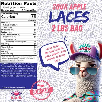 Sour Apple String Candy- Sweet Tart Chewy Licorice Laces- String Licorice Sour Laces Candy 2 Lbs Bulk Size Perfect for Snacking, Parties Gift Bags -Fun Sour Candy for Kids Adults (Apple)