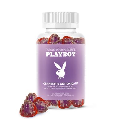 Playboy - Feminine Health Cranberry Antioxidant Gummies for Women (60 Count - Cranberry) Antioxidant Rich to Cleanse Protect Urinary Tract Health, Vaginal Odor and Ph Balance - Non GMO, Vegan Gummy