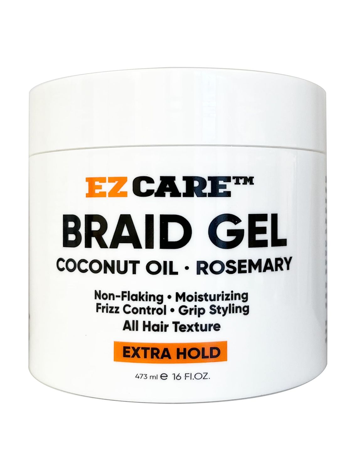 EZCARE Braid Gel Coconut OilRosemaryNon-FlakingMoisturizingFrizz ControlGrip StylingAll Hair TextureExtra Hold (16 oz.)