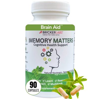 Bricker Labs Brain Aid Memory Matters - Nootropic Brain Supplement with Neumentix Spearmint Extract for Cognitive Support, Focus, Concentration, and Memory - 90 Capsules