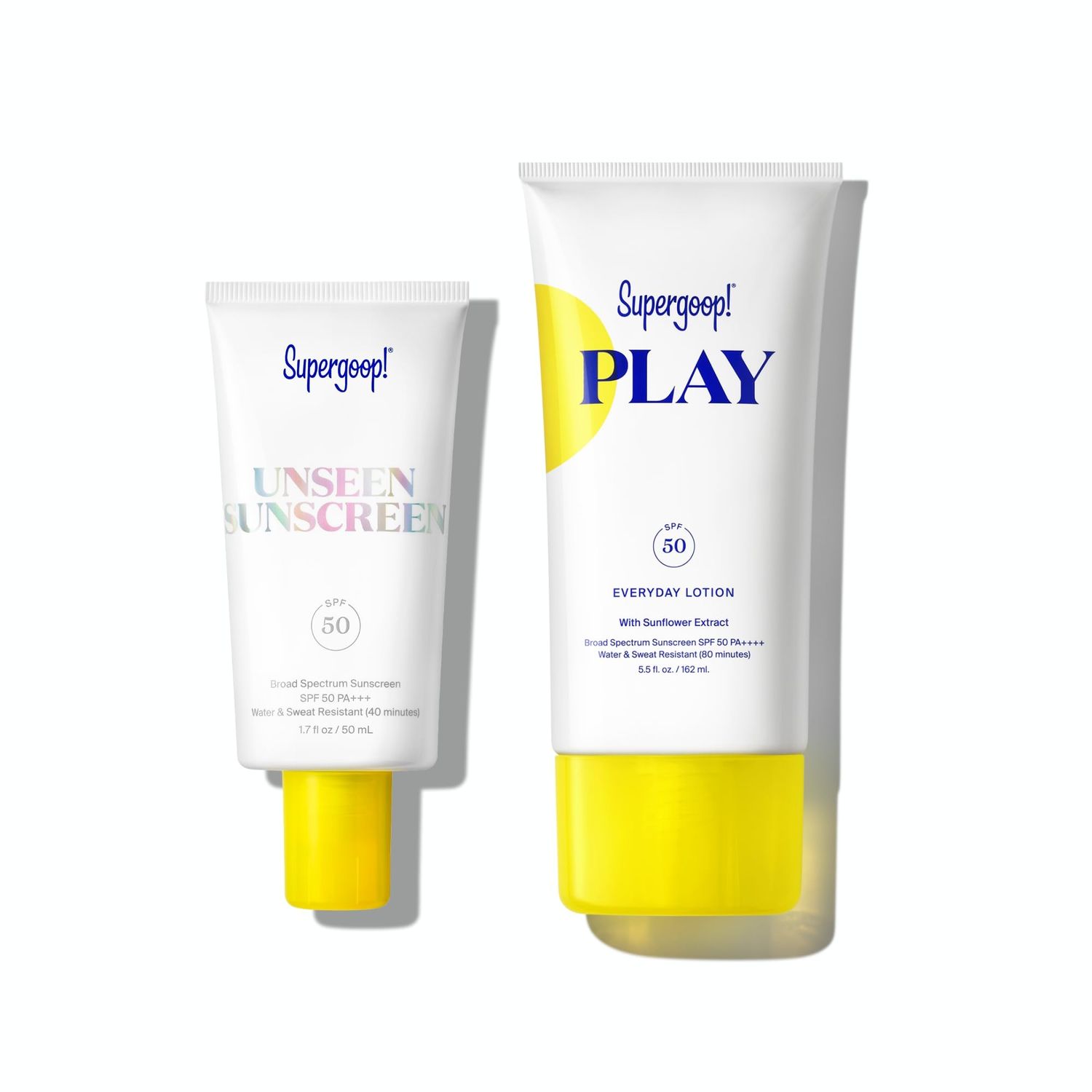 Supergoop! Unseen Sunscreen SPF 50 Invisible Sun Protection for Face (1.7 fl oz) PLAY Everyday Lotion SPF 50 (5.5 fl oz) - Broad Spectrum Body Face Sunscreen for Sensitive Skin