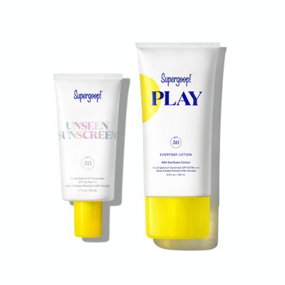 Supergoop! Unseen Sunscreen SPF 50 Invisible Sun Protection for Face (1.7 fl oz) PLAY Everyday Lotion SPF 50 (5.5 fl oz) - Broad Spectrum Body Face Sunscreen for Sensitive Skin