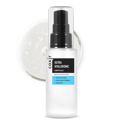 coxir ULTRA HYALURONIC ACID SERUM 50ml1.69 fl.oz. 40 of Hyaluronic acid, Collagen, Cica, Vitamin B5 Lightweight Daily serum Hydrating, Smoothing, Calming, Moisturizing
