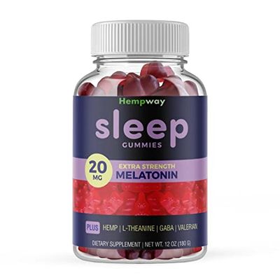 Melatonin 20mg May Help Falling Asleep Faster Staying Asleep Longer with Hemp, GABA, Valerian, Lemon Balm, Melatonin Sugar-Free Vegan 60 Gummies