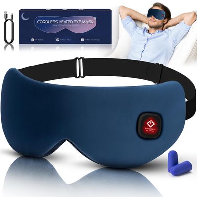 Cordless Heated Eye Mask for Dry Eyes, Blocking Light Sleeping Mask Warm Eye Compresses Electric Eye Heating Pad for Stye Eye Treatment Blepharitis Sinus Migraine Gifts for Woman Man