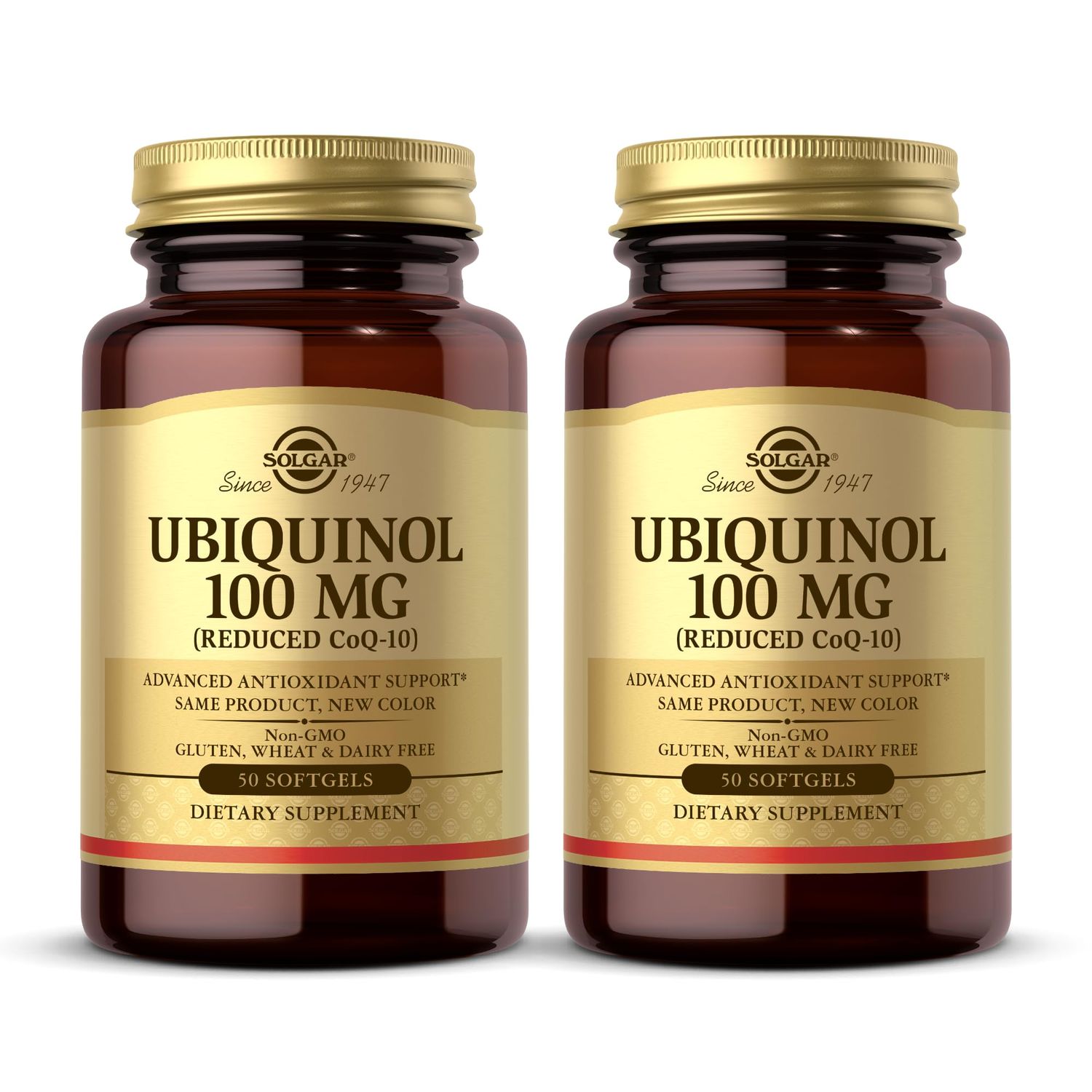 Solgar Ubiquinol 100 mg (Reduced CoQ-10) - 50 Softgels, Pack of 2 - Advanced Antioxidant Support - Non-GMO, Gluten Free, Dairy Free - 100 Total Servings