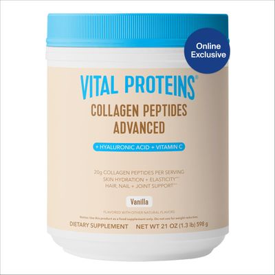 Vital Proteins Collagen Peptides Advanced, Hydrolyzed Peptides with Hyaluronic Acid and Vitamin C - Vanilla Flavor Powder, 21oz