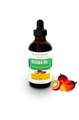 Samijade Organics Batana Oil for Hair Growth, Cold-Pressed Organic 100 Pure Natural Sourced from Honduras - For Thicker Stronger Hair for Men Women (4 FL OZ)