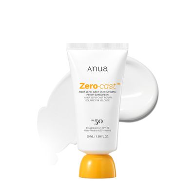Anua Zero-Cast Moisturizing Finish Sunscreen,SPF 50, Glow Natural Sunscreen,No White cast, Hyaluronic Acid, Niacinamide sun block for face,Oil-Free, Oxybenzone free, Travel Essential (50ml1.69fl.oz)
