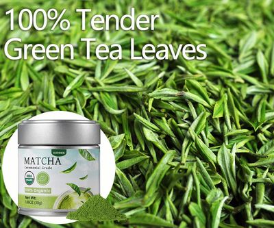Ceremonial Grade Matcha Green Tea Powder, 1.06 Oz30g, 100 Organic No Additives Gluten-Free Vegan.