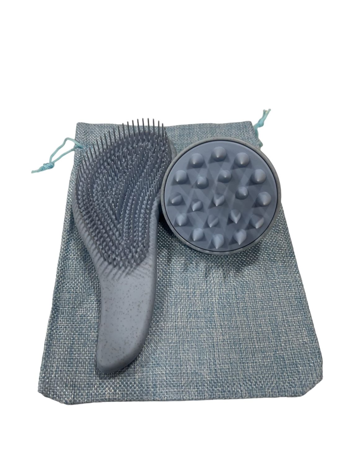 Eco-Friendly Detangler Brush wScalp Massager Anit-Knot for Smooth Frizz-Free Hair Wet Dry Scalp Exfoliator wSoft Silicone Bristles Dandruff Removal Hair Growth (Blue)