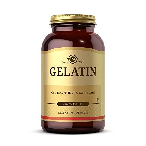Solgar Gelatin 1680 mg, 250 Capsules - Natural Gelatin - Supports Bone, Joint Skin Health - Gluten Free, Dairy Free - 83 Servings, Unflavored, Standard Packaging